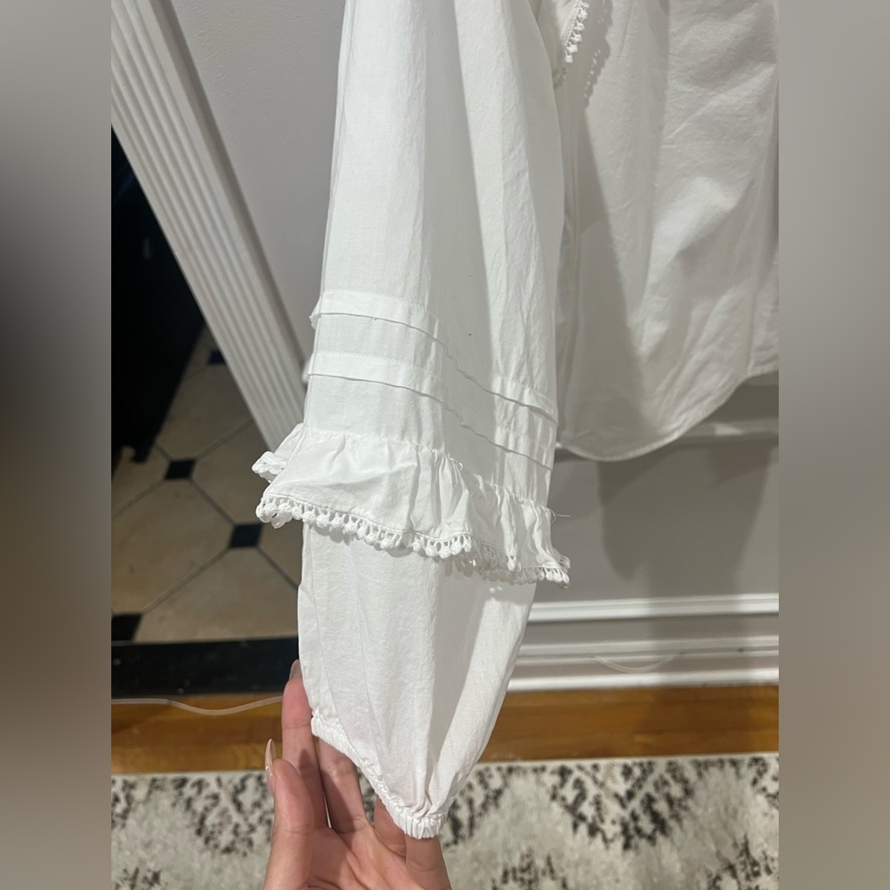 J crew white embellished sleeve top - Picture 2 of 5